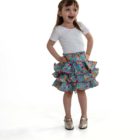 Falda Marisol infantil en azul cielo con flores