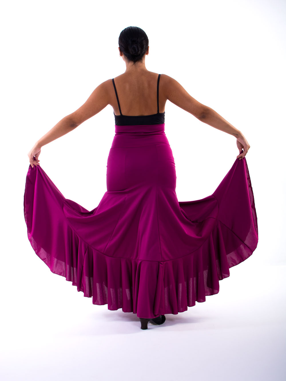 Falda flamenca Alma vista trasera color buganvilla