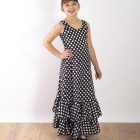 Vestido de ensayo infantil Amaya, en color negro con lunar blanco